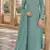 Aqua blue chiffon suit with thread embroidery & sequin work