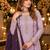Lavender chiffon suit with thread embroidery & sequin work