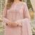 Pink chiffon suit with thread embroidery & sequin work