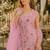 Pink georgette suit with embroidered multi work