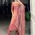 Beautiful Peach Bead Work Tissue Festival Wear Pant Suit