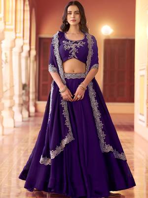 Charming Purple Sequins Silk Festive Wear Lehenga Choli With Dupatta 1