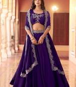 Charming Purple Sequins Silk Festive Wear Lehenga Choli With Dupatta