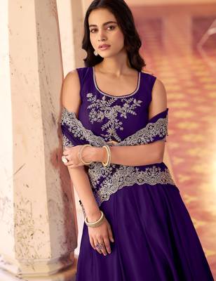 Charming Purple Sequins Silk Festive Wear Lehenga Choli With Dupatta 3