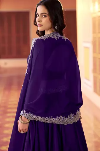 Charming Purple Sequins Silk Festive Wear Lehenga Choli With Dupatta