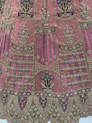Gorgeous Pink Dori Embroidery Net Engagement Wear Lehenga With Blouse 7