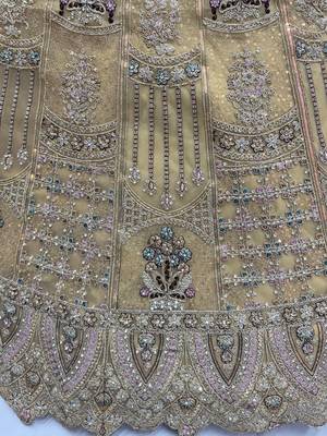 Royal Beige Zari Work Net Wedding Wear Lehenga Choli With Dupatta 7