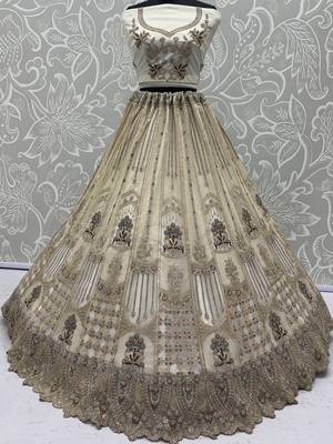 Fascinating White Sequin Net Traditional Lehenga Choli With Dupatta 6