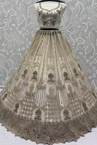Fascinating White Sequin Net Traditional Lehenga Choli With Dupatta