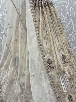 Fascinating White Sequin Net Traditional Lehenga Choli With Dupatta 7