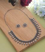 Silver color oxidised necklace set