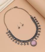 Light pink color oxidised necklace set