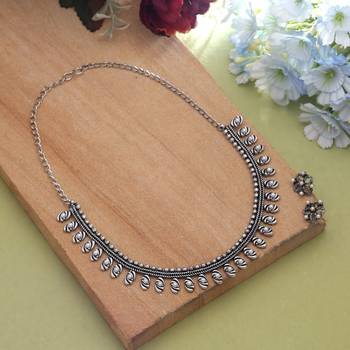 Silver color oxidised necklace set 1