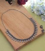 Silver color oxidised necklace set