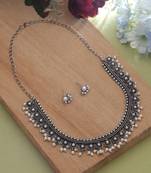Silver color oxidised necklace set