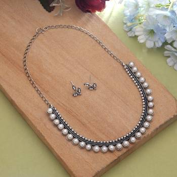 Silver color oxidised necklace set 1