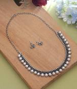 Silver color oxidised necklace set