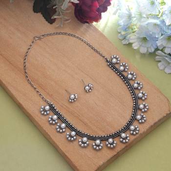 Silver color oxidised necklace set 1