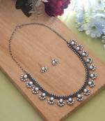 Silver color oxidised necklace set