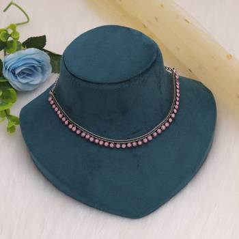 Light pink color oxidised necklace 1