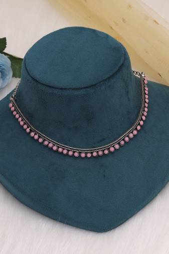 Light pink color oxidised necklace