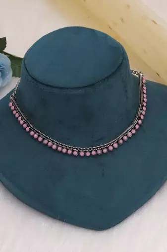 Light pink color oxidised necklace