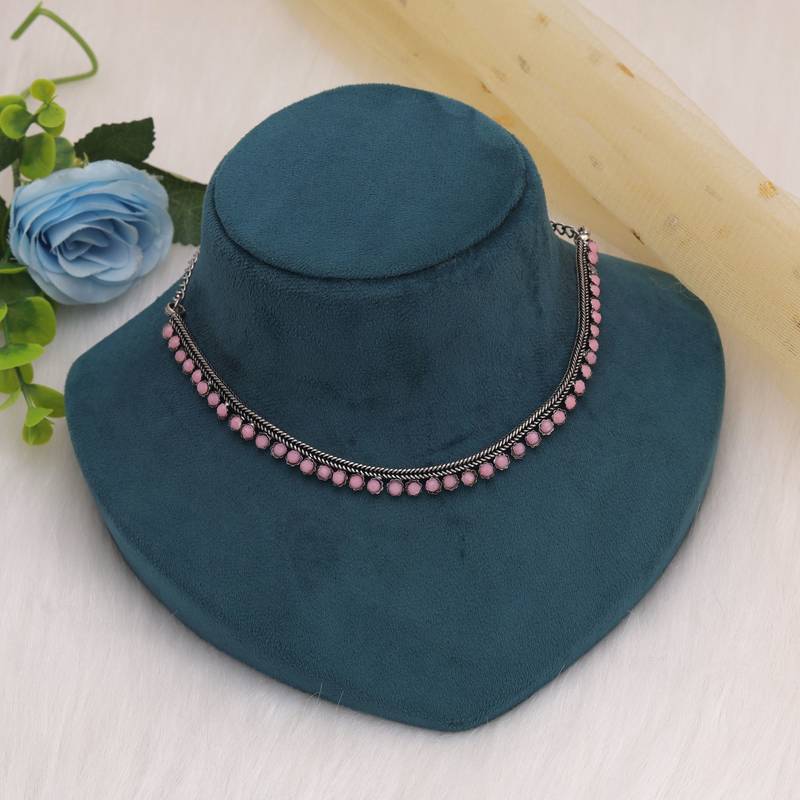 Light pink color oxidised necklace