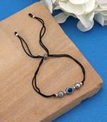 Black color single foot thread anklet