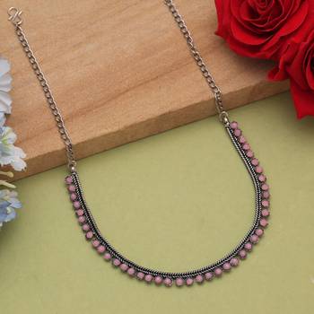 Light pink color oxidised necklace 2