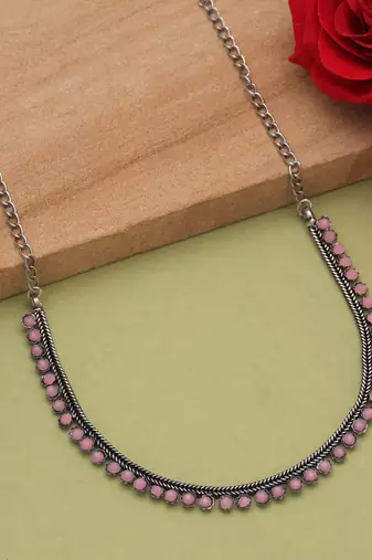 Light pink color oxidised necklace