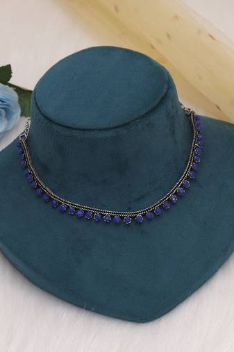 Blue color oxidised necklace