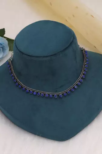 Blue color oxidised necklace