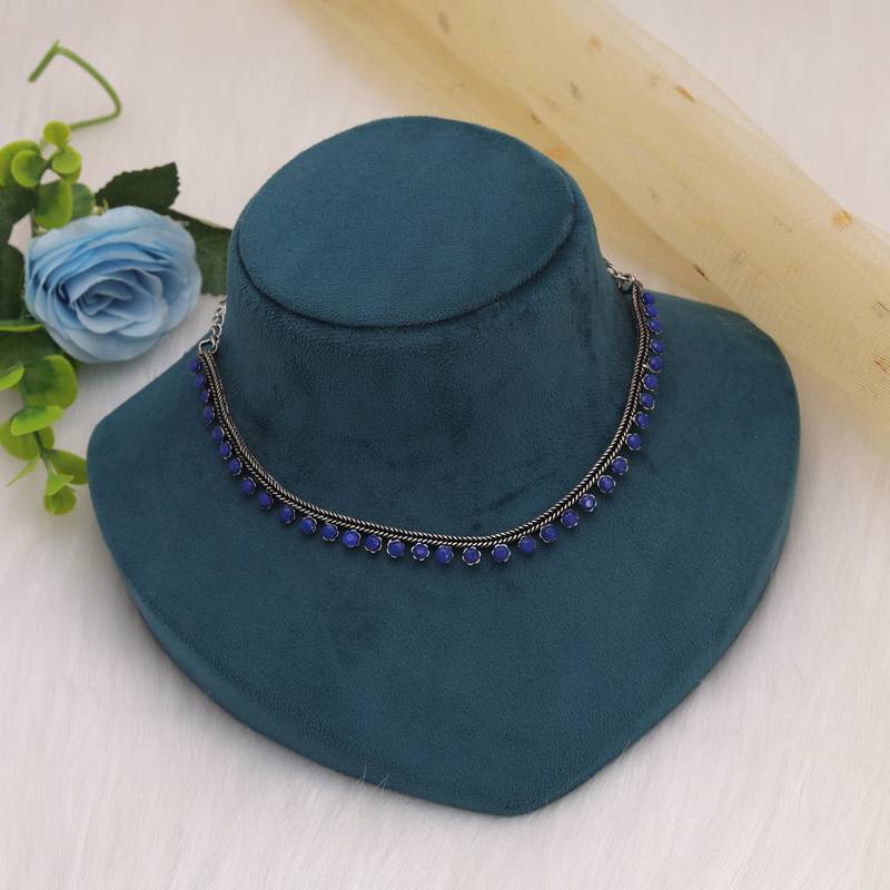 Blue color oxidised necklace