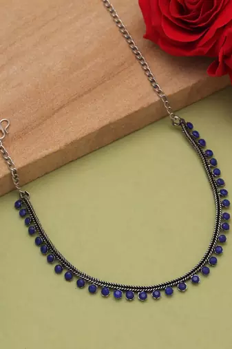 Blue color oxidised necklace