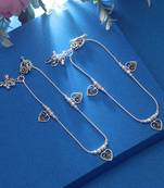 Silver color oxidised anklet
