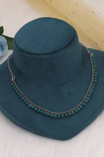 Green color oxidised necklace