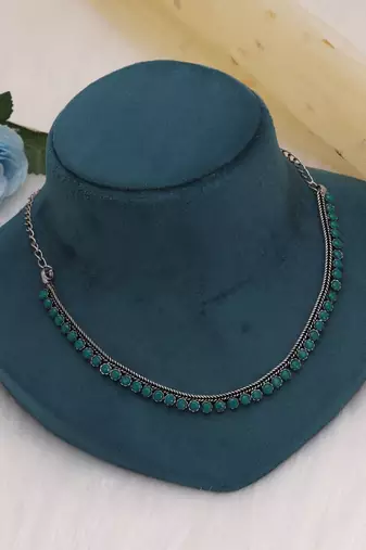 Green color oxidised necklace