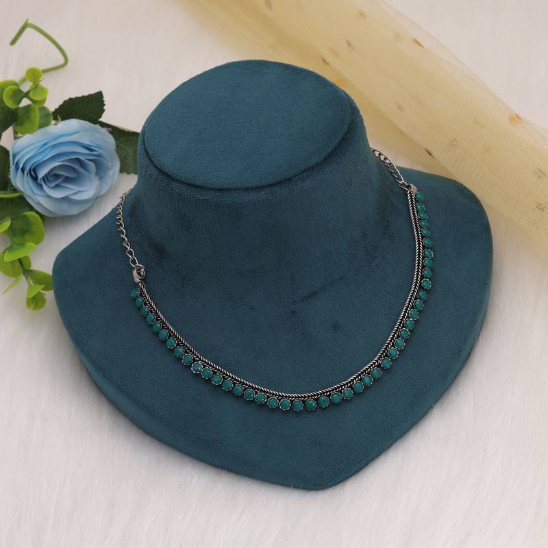 Green color oxidised necklace