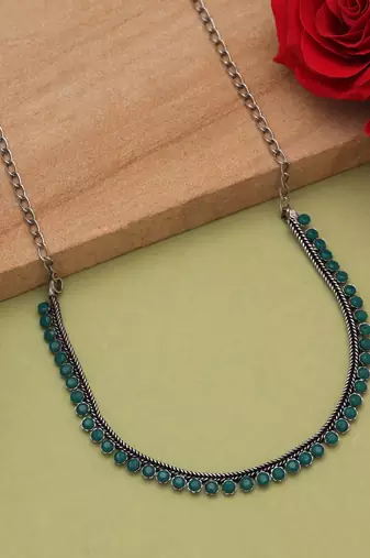 Green color oxidised necklace