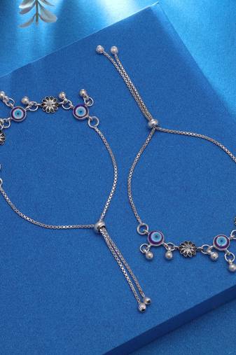 Blue color oxidised anklet