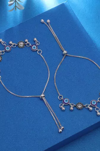 Blue color oxidised anklet