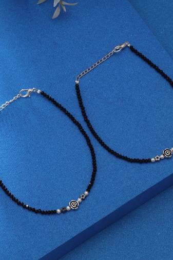 Black color oxidised anklet