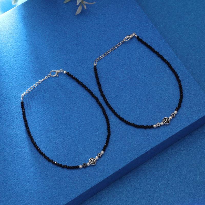 Black color oxidised anklet