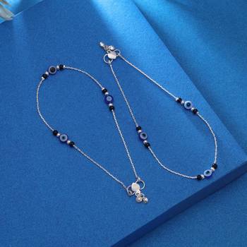 Blue color oxidised anklet 1