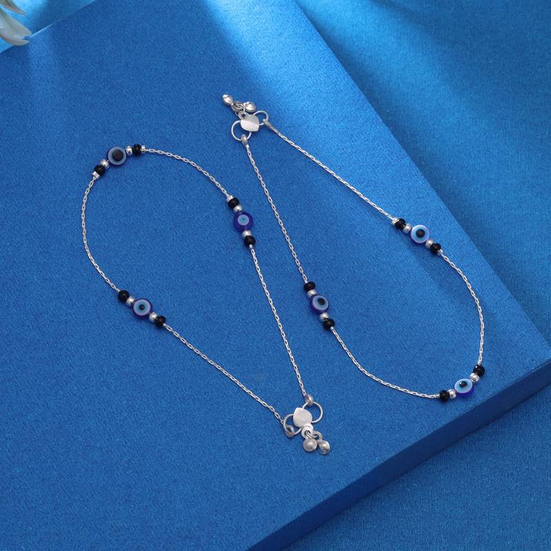 Blue color oxidised anklet