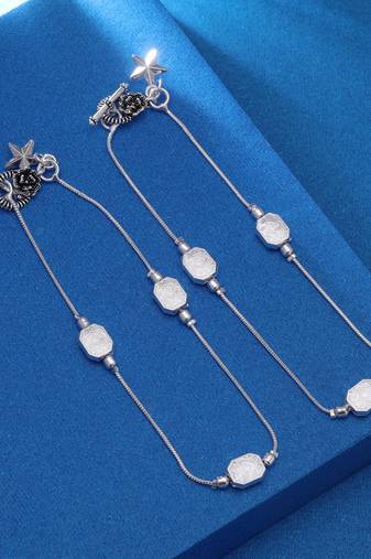 Silver color oxidised anklet