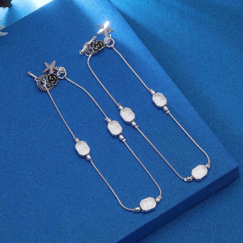 Silver color oxidised anklet
