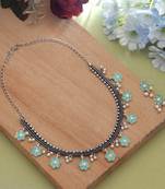 Firozi color dual tone oxidised necklace set