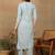 Women grey ethnic motifs embroidered chikankari liva rayon a-line kurta & palazzo set