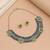 Green color dual tone oxidised necklace set
